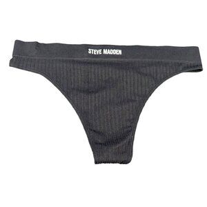 Steve Madden Women's Size Medium Panty Thong Seamless Ribbed Black NWOT
